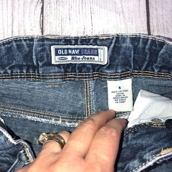 Old navy brand 100% cotton girls denim shorts dark blue  sz 8 - Picture 3 of 5